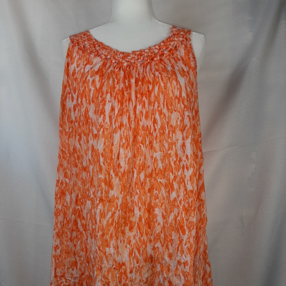 Orange Wrinkle Sleeveless Top 2X (18w/20w)